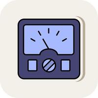 Ammeter Line Filled White Shadow Icon vector