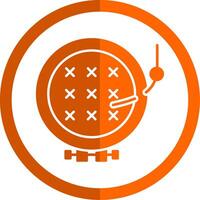 Cross Stitch Glyph Orange Circle Icon vector