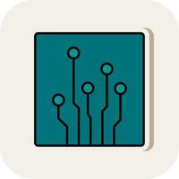 Circuit Line Filled White Shadow Icon vector