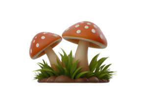 Mushroom red color high quality 3d render png