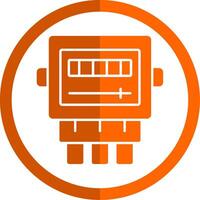 eléctrico metro glifo naranja circulo icono vector