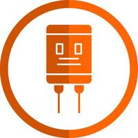 Capacitor Glyph Orange Circle Icon vector