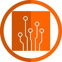 Circuit Glyph Orange Circle Icon vector