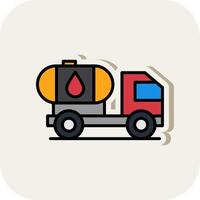 Tank Truck Line Filled White Shadow Icon vector