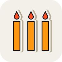 Candle Line Filled White Shadow Icon vector