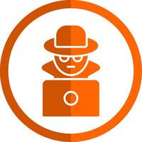 fraude glifo naranja circulo icono vector