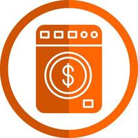 dinero blanqueo glifo naranja circulo icono vector