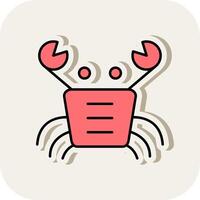 Crab Line Filled White Shadow Icon vector