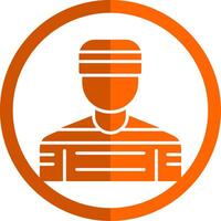 prisión glifo naranja circulo icono vector