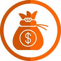 dinero bolso glifo naranja circulo icono vector