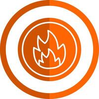 fuego glifo naranja circulo icono vector