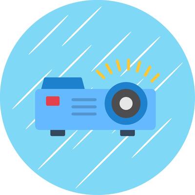 Projector Flat Blue Circle Icon