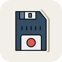 Floppy Disk Line Filled White Shadow Icon vector