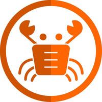 Crab Glyph Orange Circle Icon vector