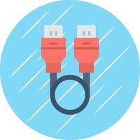 USB cable plano azul circulo icono vector