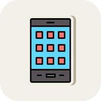 Mobile Phone Line Filled White Shadow Icon vector