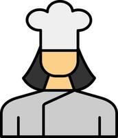 Lady Chef Line Filled White Shadow Icon vector