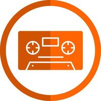 Cassette Glyph Orange Circle Icon vector