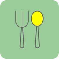 Fork Spoon Filled Yellow Icon vector