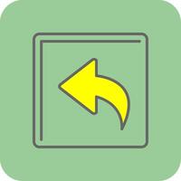 Curved Left Filled Yellow Icon vector