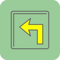 Turn Left Filled Yellow Icon vector