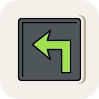 Turn Left Line Filled White Shadow Icon vector