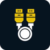 Usb Cable Glyph Two Color Icon vector