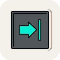 Right Arrow Line Filled White Shadow Icon vector