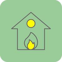 Burning House Filled Yellow Icon vector