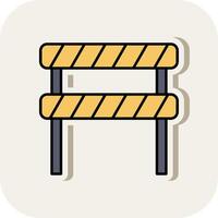 Road Block Line Filled White Shadow Icon vector