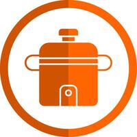 Rice Cooker Glyph Orange Circle Icon vector