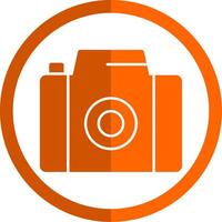 Camera Glyph Orange Circle Icon vector