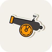 Cannon Line Filled White Shadow Icon vector
