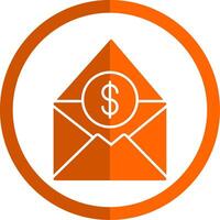 Salary Mail Glyph Orange Circle Icon vector