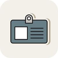 Id Card Line Filled White Shadow Icon vector