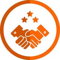 Partnership Handshake Glyph Orange Circle Icon vector