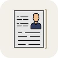 Resume Line Filled White Shadow Icon vector