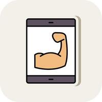 Fitness App Line Filled White Shadow Icon vector