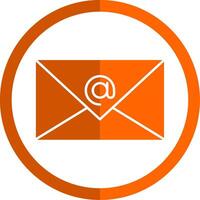 At Sign Glyph Orange Circle Icon vector