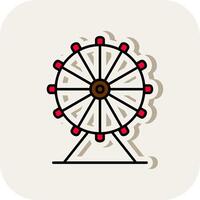 Ferris Wheel Line Filled White Shadow Icon vector