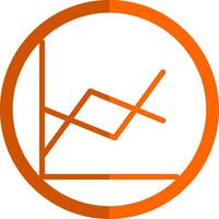 Line Chart Glyph Orange Circle Icon vector
