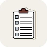 Tasks Line Filled White Shadow Icon vector