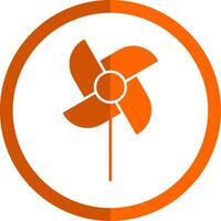 Pinwheel Glyph Orange Circle Icon vector