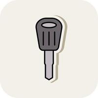 Car Key Line Filled White Shadow Icon vector