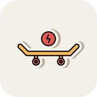 Skateboard Line Filled White Shadow Icon vector