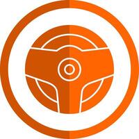 Steering Wheel Glyph Orange Circle Icon vector