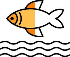 Fish Filled Half Cut Icon vector
