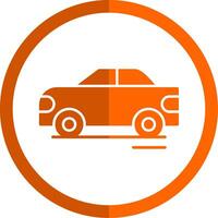 carrera coche glifo naranja circulo icono vector