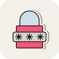 Password Line Filled White Shadow Icon vector
