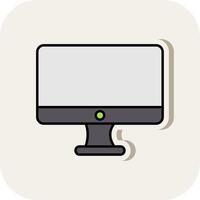 Monitor Line Filled White Shadow Icon vector